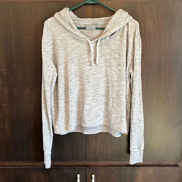 Athleta Coaster Oversized Crop Gray Hoodie XS Tall - Picture 2 of 6